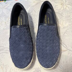 Cole Haan GrandPrø Woven Suede Slip-On Sneakers Blue Women's Comfort Shoes 8.5